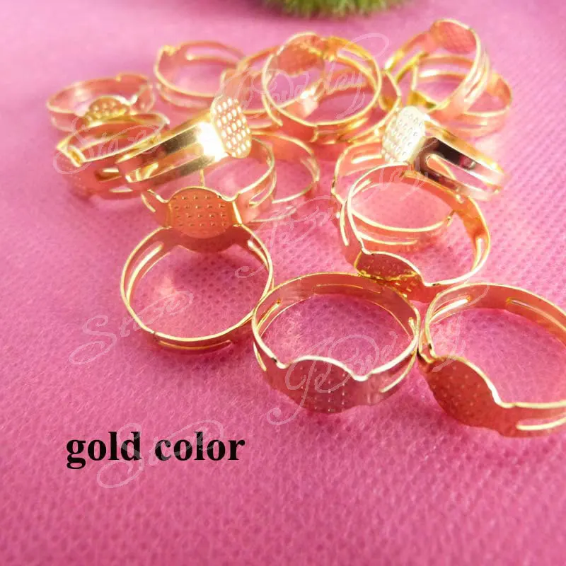 8mm flat pad adjustable ring base--100pcs/lot---gold/white k/bronze--- you can choose | Украшения и аксессуары