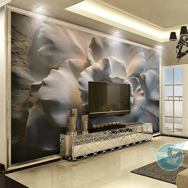 Custom Mural Wall Papers 3D Stereo Relief Rose Flowers Abstract Art Wall Decor Cafe Restaurant Living Room Bedroom Wallpaper 3 D