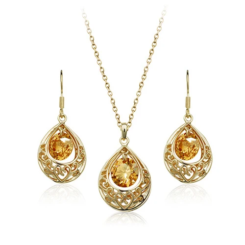 

Hot Sale Free Shipping Wholesale Cubic Zirconia Bridal Jewelry Set Classic Wedding Jewelry Set Collar Choker Necklace Earrings