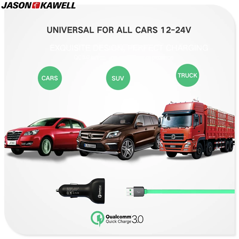 100 шт Быстрая зарядка 3 0 Автомобильное зарядное устройство двойной USB QC 2 2.4A