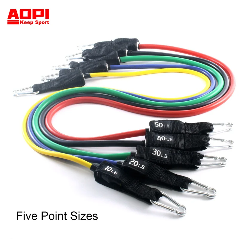 AOPI Workout Resistance Bands 11Set Fitness Pilates Latex Tubing Expanders Exercise Rubber Bands Sport Training Pull Ropes Set
