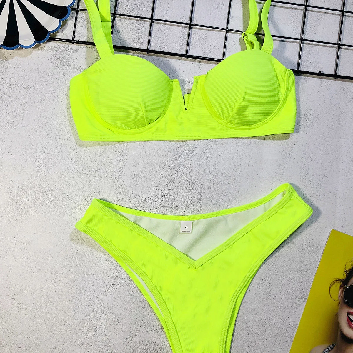 MAILLOT DE BAIN,Sexy néon Orange Micro Bikini femmes sangle découpé maillot de bain string