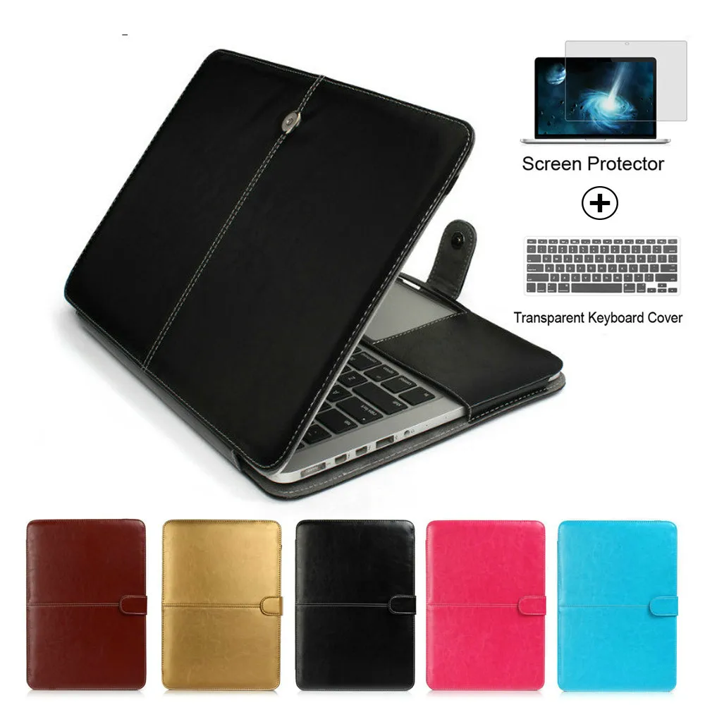 PU Leather Laptop Case bag For Apple Macbook Pro Air Retina 11 12 13 15 inch with Touch Bar New+transparent keyboard cover | Компьютеры и