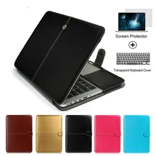 PU Leather Laptop Case bag For Apple Macbook Pro Air Retina 11 12 13 15 inch with Touch Bar New+transparent keyboard cover