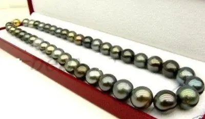 

HOT## Wholesale FREE SHIPPING >>> 18"10-11MM TAHITIAN GENUINE BLACK MULTICOLOR ROUND PEARL NECKLACE 14K