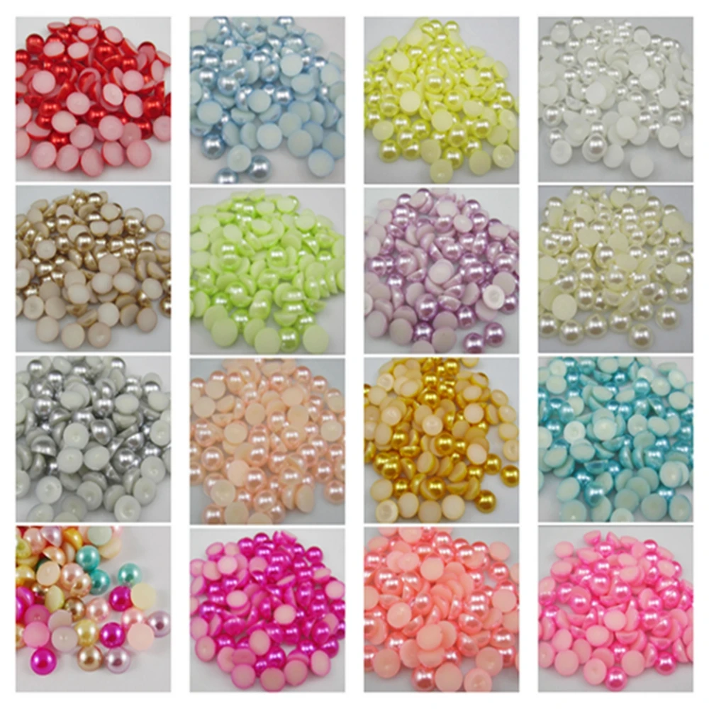 

Pick 3,4,5,6,8,10,12mm Multi 19 Color Resin ABS Round Flatback Imitation Pearls Beads Crafts For Diy Nail Art Phone Decoration