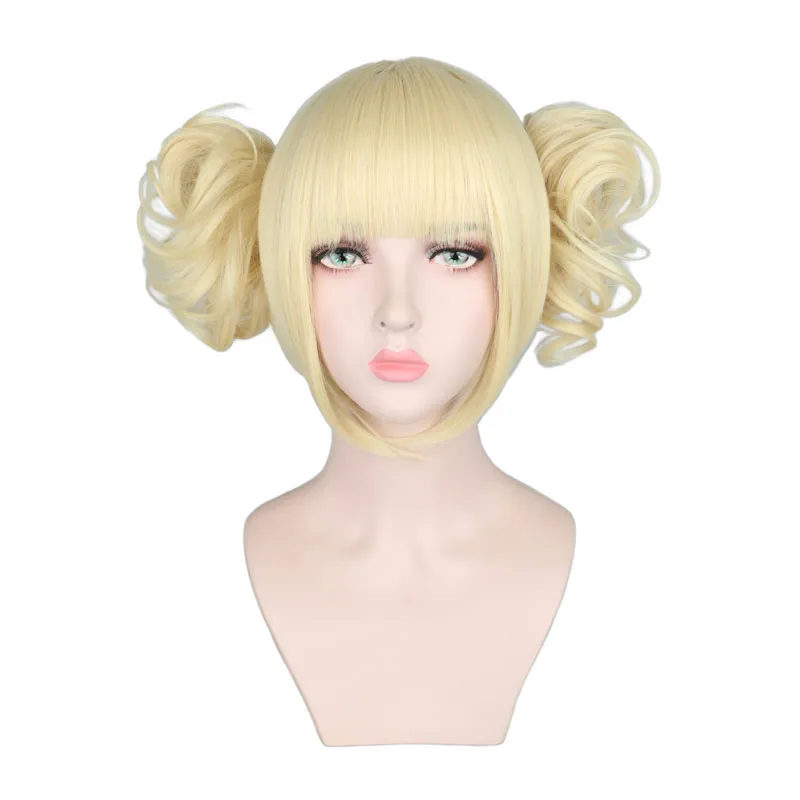 

QQXCAIW My Hero Academia Himiko Toga Short Costume Cosplay Wig Blonde Heat Resistant Synthetic Hair Wigs