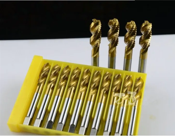 HSS E M4X0.710pcs Titanium coating spiral tap Machine taps Blind hole