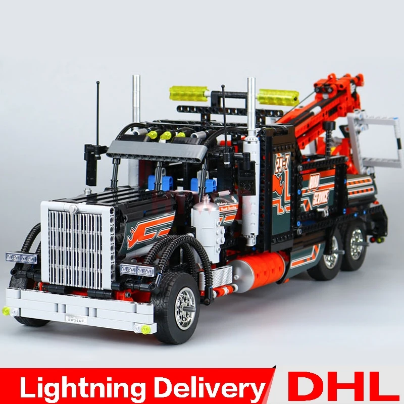 

LP 20020 1877pcs technic series The American heavy container trucks Model Building blocks Bricks legoings Toys Clone 8285