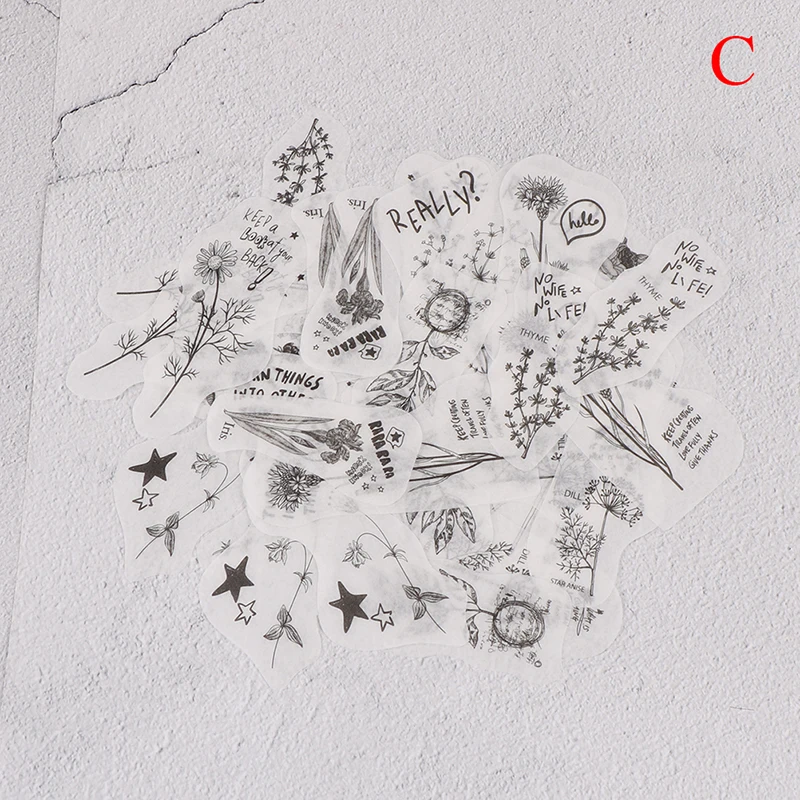 36pcs/60pcs white black retro flower truck Instruments/ stamp Sticker Seal envelope scrapbook gift decor | Дом и сад