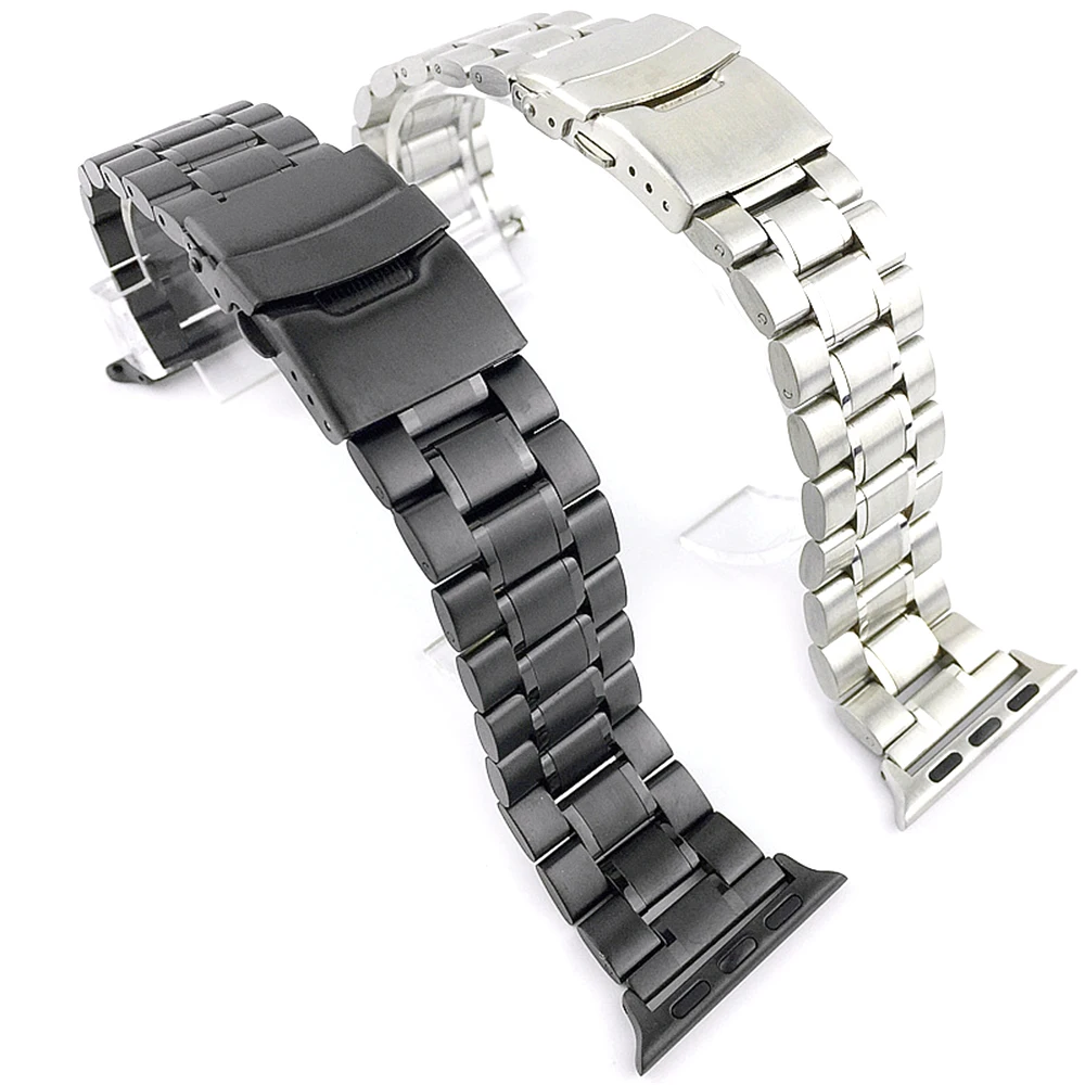 

Silver Black Stainless Steel Apple Watch Watchbands Exchange iWatch Wristband Band Series 4/3/2/1 Bracelet