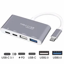 KuWFi 4 порта usb type C 3,1 многопортовый адаптер USB C к USB 3,0 USB C концентратор Металлический Высокоскоростной 4 в 1 для MacBook Google Chromebook