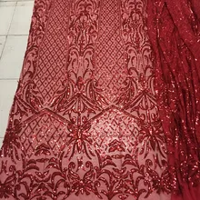 Красный цвет блесток кружевная ткань высокого качества африканская кружевная ткань вышитый тюль чистая кружевная Французская ткань для свадьбы