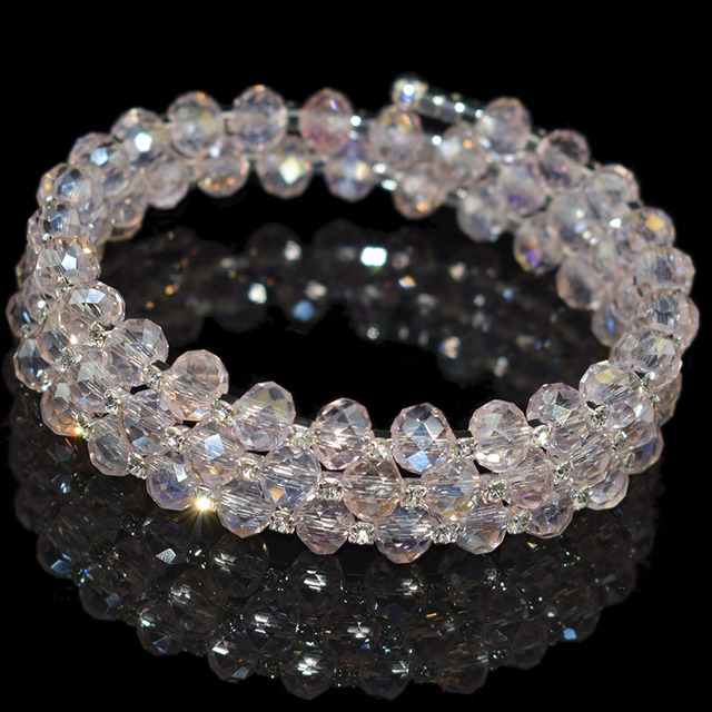 beads Bracelets & Bangles Women Jewelry 2/3 Row Blue/red/white/black/yellow/pink Wrapping arm bracelet for Girl Gift