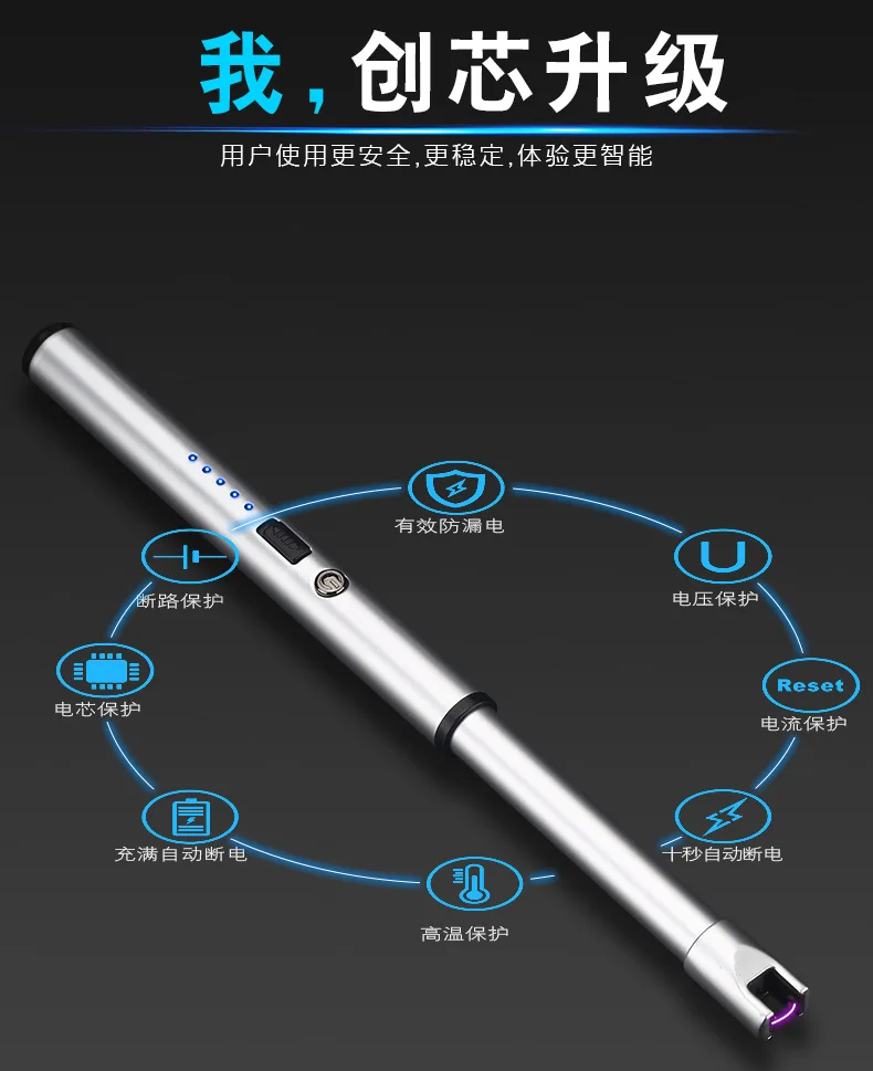 Новая импульсно-дуговая Зажигалка для барбекю, может отображать мощность, перезаряжаемая электронная USB Зажигалка для кухонной газовой плиты, беспламенная