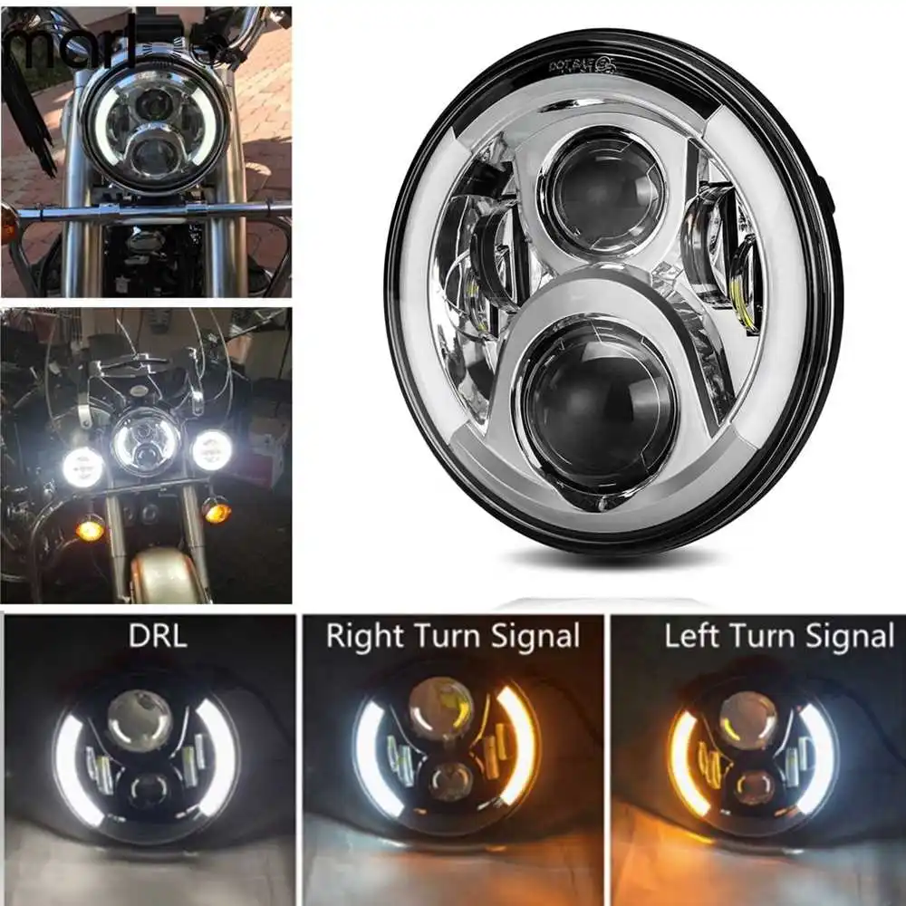 1 шт. Halo " светодиодный налобный фонарь 40 Вт 60 Вт 80 Вт 90 Вт для мотоциклов 7 дюймов круглый налобный фонарь для Jeep Wrangler JK TJ Hummer Trucks - Цвет: 60W 7Inch