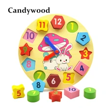 Blocos Brinquedos de madeira Relógio Digital Geometria Blocos Figura Toy Montessori Brinquedo Educativo Para As Crianças Do Bebê Meninos das Crianças