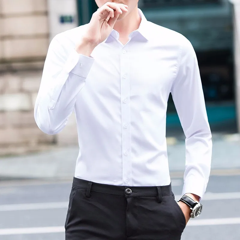 

2019 spring spring and autumn thin men's business long-sleeved shirt casual slim shirt men's professional 0523A