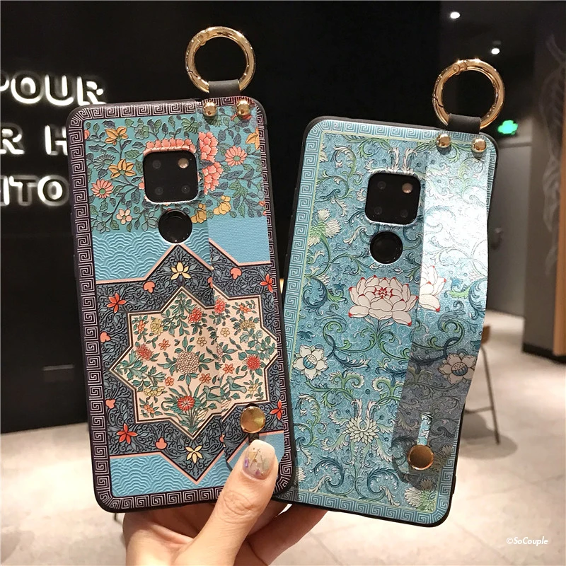 SoCouple Wrist Strap Soft TPU Phone Case For Huawei P20 Pro Lite For Mate 10 20 Pro P10 plus Nova 3 3i 2s Flower embroidery Case (9)