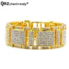 Exaggerated Punk Shiny Full Rhinestone I Bangle Hip Hop Bling CZ Wristbands Chains Link Men Women Gift jewelry 1