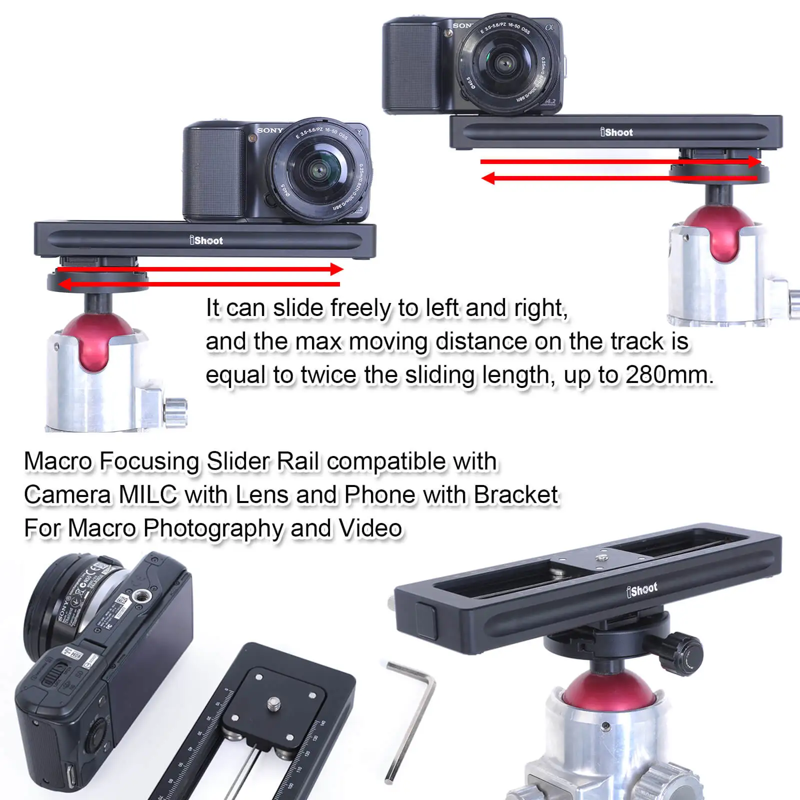 Макро фокусировка рельс слайдер для камеры MILC и телефона, портативный демпфирования видео стабилизатор трек для макросъемки и видео