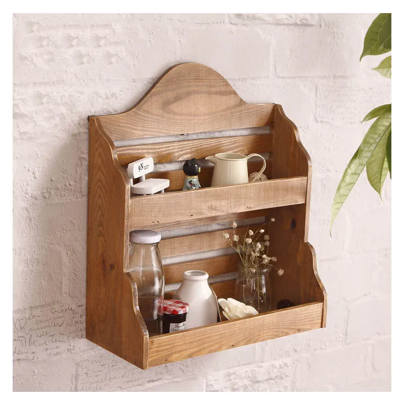  Vintage Retro Wood Storage Shelf Decor Sundries Shelf Craft Wall Hanging Wood Kitchen Antique Rack  - 32862457113