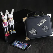 Новинка, модная женская сумка из натуральной кожи, сумка в ретро стиле, сумка-мессенджер с мультяшным принтом, маленькая квадратная сумка