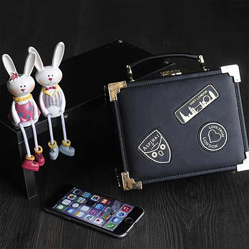 

2019 New Fashion Genuine Leather Women's Handbag Bag Retro Box Messenger Bag Cartoon Printing Small Square Bag
