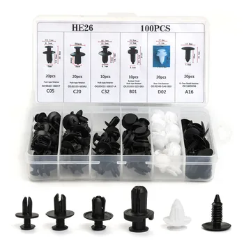 

100Pcs 6 Sizes For VW Ford BMW Toyota Car Auto Plastic Door Fender Repair Rivets Screw Clips Fastener Push Pin Assortments Kit