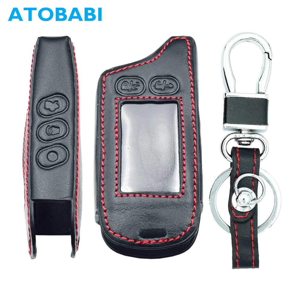 ATOBABI TZ-9030 Leather Key Case Keychain Skin For Tomahawk TZ9030 TZ 9030 Two Way Car Alarm LCD Remote Controller Shell Cover | Автомобили