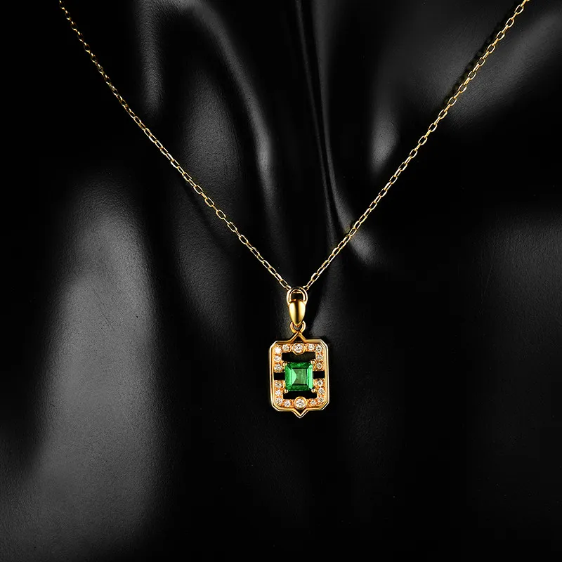 Хорошее Качество натуральные колумбийский изумруд привлекательное ожерелье с подвеской со стразами Свадебные оптовая продажа ювелирных