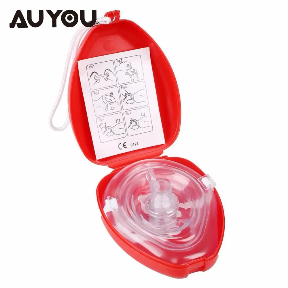 AUYOU CPR Resuscitator Mask CPR Resuscitator Rescue First Aid Masks Mouth Breath One way Valve