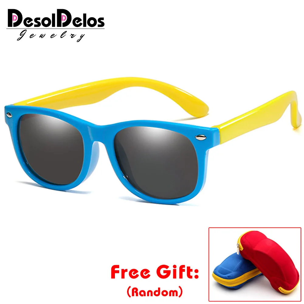 New Silicone Polarized Children's Sunglasses Square Boys Girls Child Glasses UV400 Security Brand Soft Sunglasses