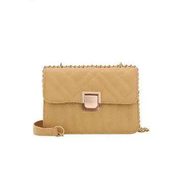 

Women's bag new 2019 fashion wild solid color soft face shoulder simple small square bag chain Messenger bag