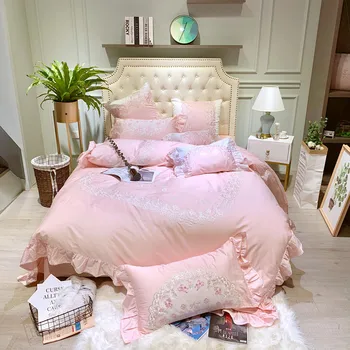 

Pink Luxury 100% Egyptian Cotton Bedding Sets Queen King Size 4pcs Duvet Cover Bed/Flat Sheet Fitted Sheet set Pillowcase