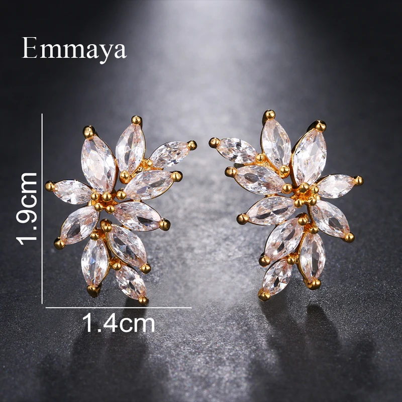 Серьги Emmaya с фианитами женские простые модные ювелирные украшения в форме цветка