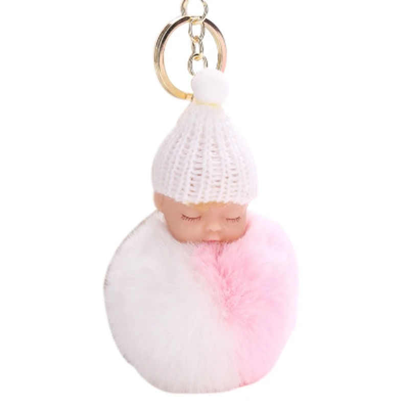 

Promotion for 1pcs Sleeping Baby Key Ring Knitted Hat Keychain Key Buckle Plush Doll Bag Pendant