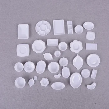 

Mini Tableware Miniatures Cup Plate Dish Decor Toys for Kids Girls Gifts For Children Doll Accessories Kitchen Acrylic 33pcs/Set