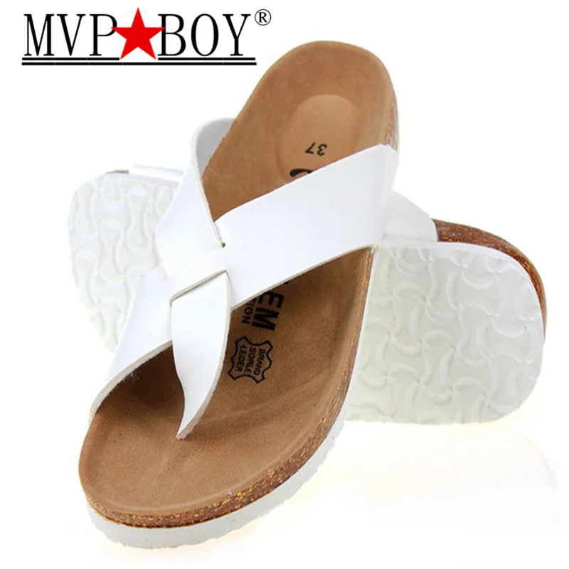 

MVP BOY 6 color New 2018 summer woman men flats sandals Cork slippers unisex casual shoes print mixed colors flip flop free ship