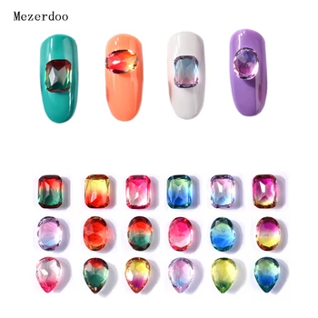 

10 Pcs Nail Art Glass Crystal Flame Diamonds Transparent Gradient Grass Blue Red Stones Gems 3D Manicure Rhinestones Accessory