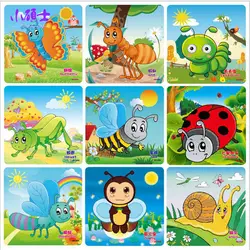 9 шт. деревянный насекомых головоломки для Для детей раннего образования головоломки средство обучения разведки развивающие игрушки