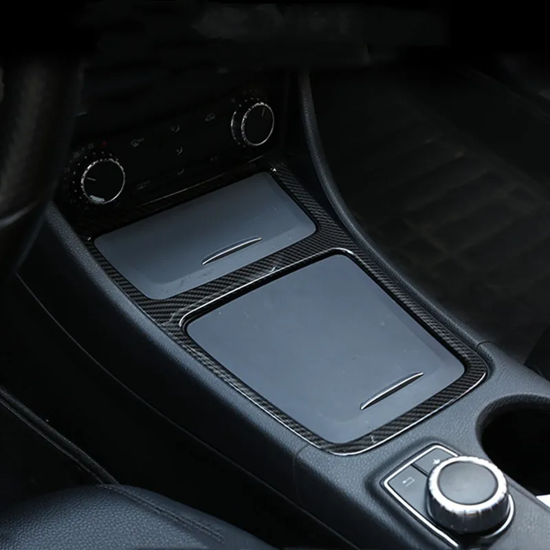 Углеродное волокно Стиль центральной консоли рамка коробки для хранения декоративная крышка Накладка для Mercedes Benz CLA C117 GLA X156 класс 2013