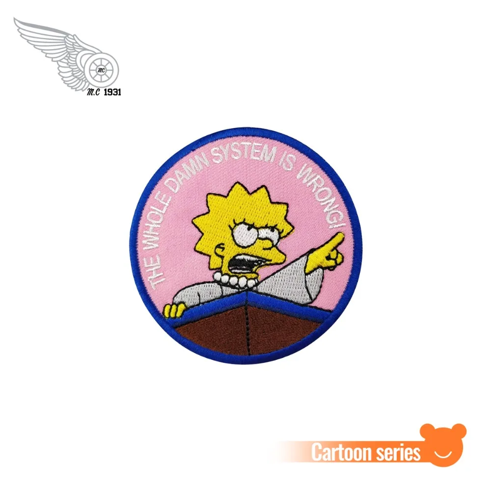 

THE WHOLE DAMN SYSTEM IS WRONG! Lisa Simp sons Embroidery patch Badge iron on transfer patches for clothing cartoon stickers