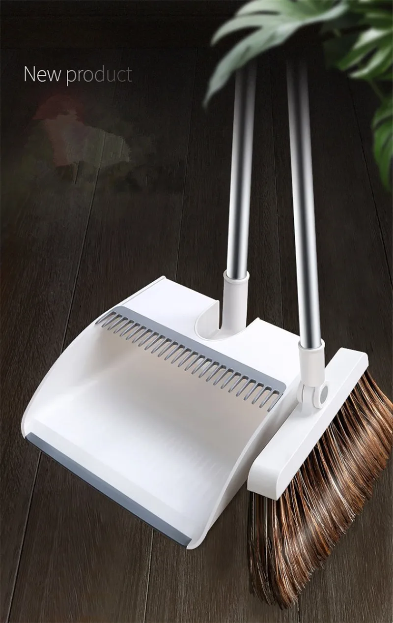 Thicken Windproof Non-Slip Magnetic Broom Dustpan Suit Creative Combination Floor Hair Sweeping Handle Household Cleaning Tools