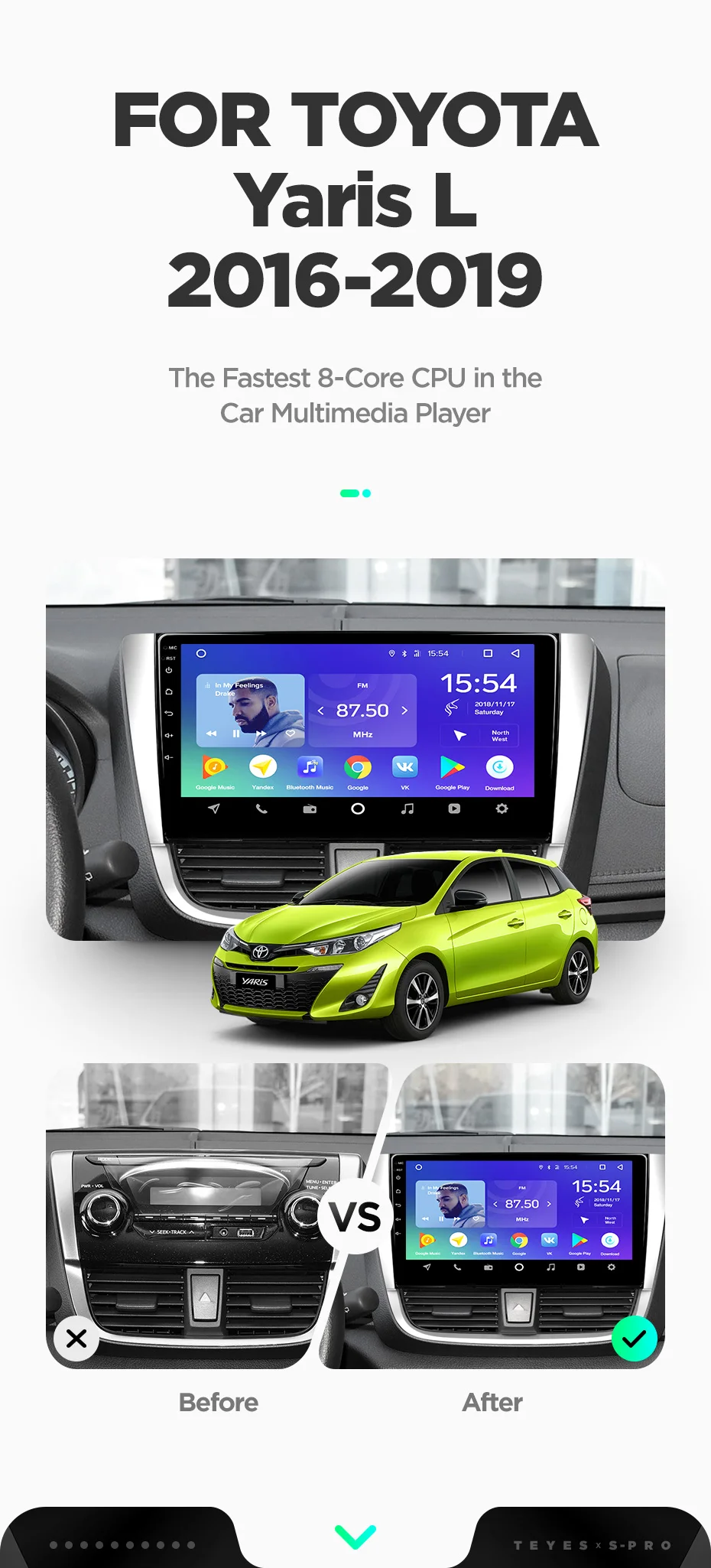 Discount TEYES SPRO For Toyota Yaris L 2016-2019 Car Radio Multimedia Video Player Navigation GPS Android 8.1 Accessories Sedan No dvd 2 4