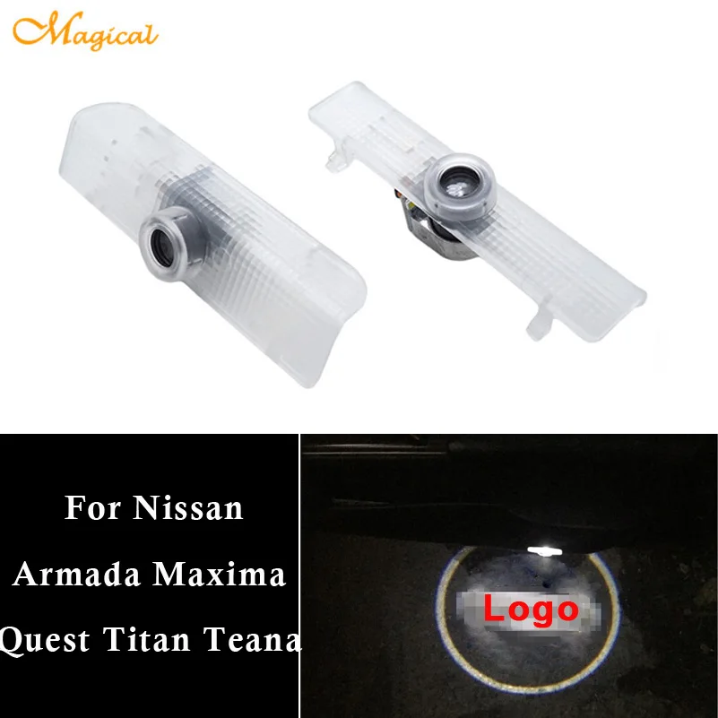 

2  x No Drill LED Car door Welcome laser projector Logo Ghost Shadow Light For Nissan Armada Maxima Quest Titan Teana