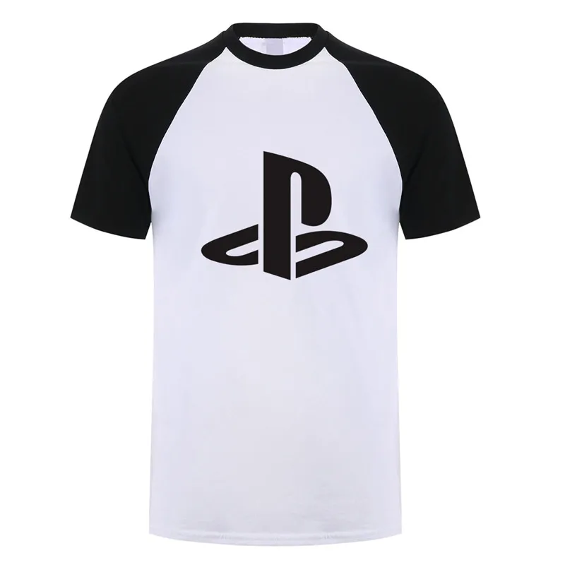Футболка Playstation летняя хлопковая забавная футболка с короткими рукавами Мужская футболка футболки LH-083 - Цвет: White black Sleeve