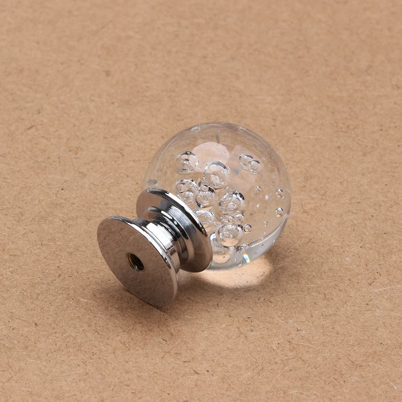 Прозрачный кристалл стекло ручка пузырьковый сплав Модернизированный круглый шар двери шкафа мебельные ручки под одно отверстие шкаф ящик кухонные тяги