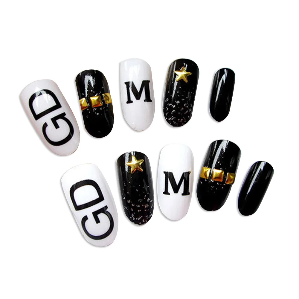 24 шт./Набор ногтей тенденция режим Klinknagel НЭП Nagels Zwart en Wit ЦВЕТ краткое Ontwerp DIY