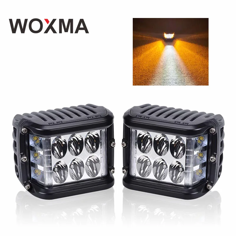 

LED Car Light 72W 4inch Work Cube Side Shooter Double Color 12v LED Car Light Bar Work led Bar 4X4 Offroad Motorbike Combo WOXMA